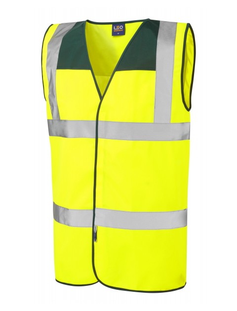 Leo Bradworthy  Yoke Waistcoat Bottle Green High Visibility